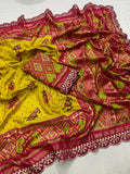 Beautiful Ikkat Munga Silk Lace Border Attached - With Blouse