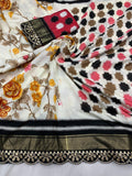 Beautiful Ikkat Munga Silk Lace Border Attached - With Blouse