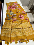 Beautiful Tussar Floral Saree With Blouse