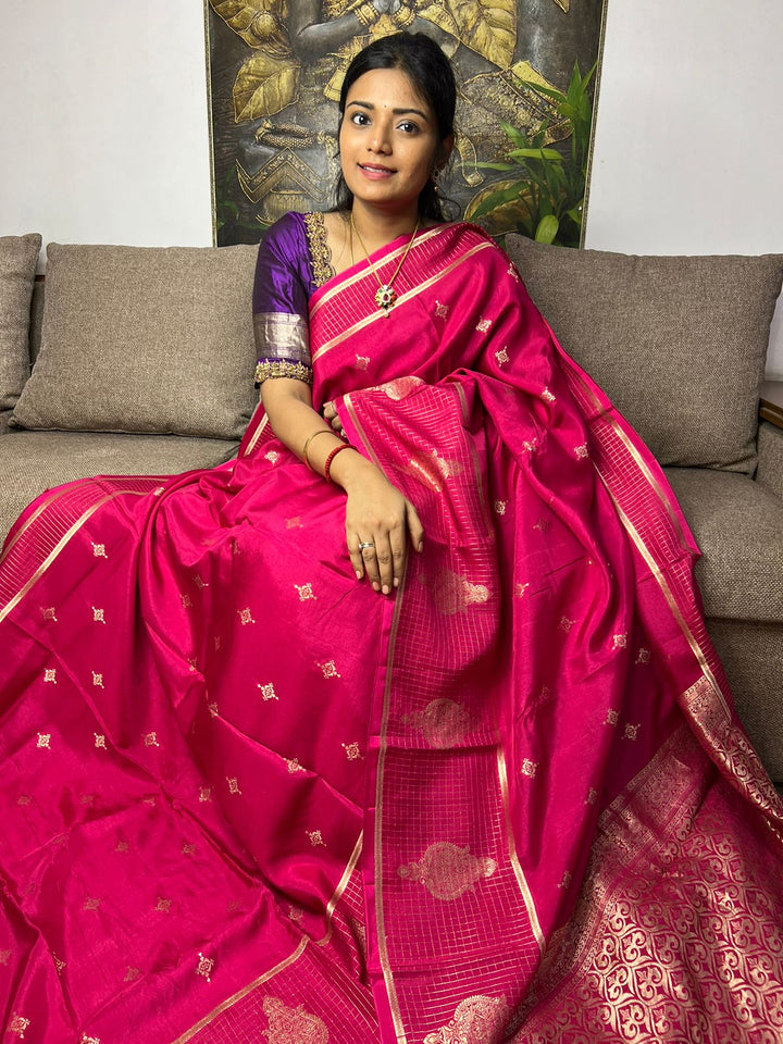 Beautiful Pure Raw Mango Silk Saree With Blouse