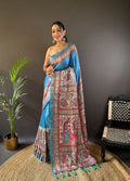 Beautiful Tussar Silk Madhubani Design