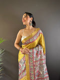 Beautiful Tussar Silk Madhubani Design