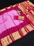 Beautiful Bandhej Silk With Kanchi Border