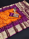 Beautiful Bandhej Silk With Kanchi Border