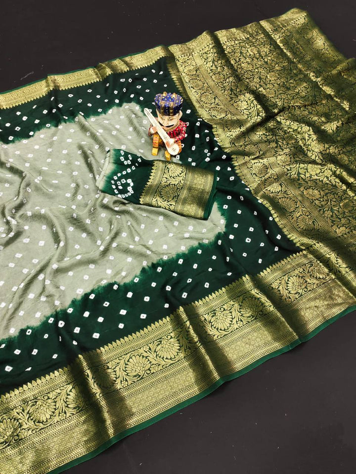 Beautiful Bandhej Silk With Kanchi Border