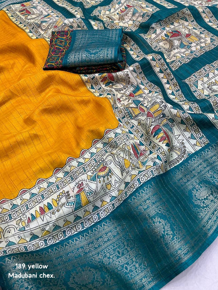 Beautiful Matka Silk Saree With Skirt Border Kalamkari