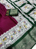 Beautiful Matka Silk Saree With Skirt Border Kalamkari