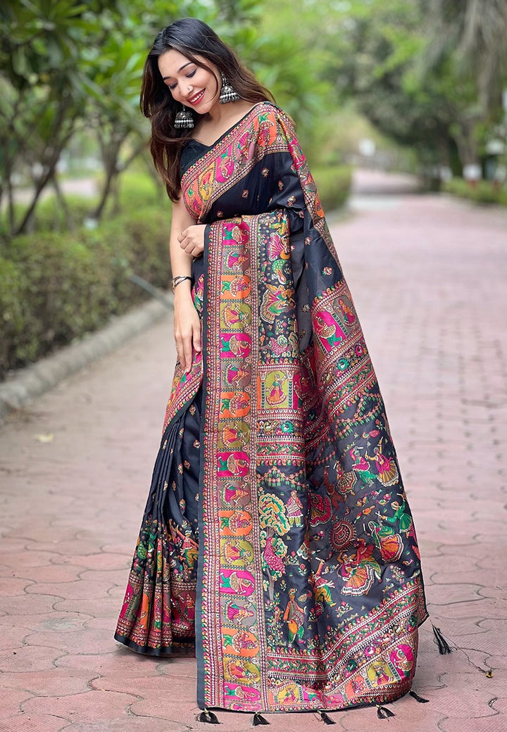 Kashmiri Silk Saree With Fully Woven Zari