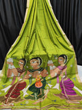 Beautiful Tussar Silk Saree With Dancing Girl