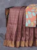 Beautiful Tussar Silk Saree With Kalamkari Blouse