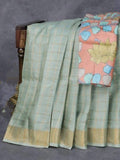 Beautiful Tussar Silk Saree With Kalamkari Blouse