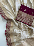 Beautiful Munga Silk Saree with Lace Border