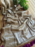 Beautiful Tissue Silk With Lace Embroidery Border