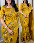 Tussar Embroidery Saree With Blouse