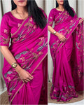 Tussar Embroidery Saree With Blouse