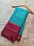 Gorgeous Banarasi Katan Silk Sarees!! With Contrast Running Blouse