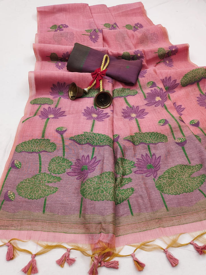 Beautiful Pichwai Jamdhani Saree With Blouse