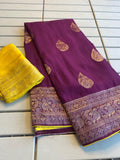 Beautiful Munga Silk Saree With Pipping Border