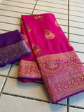 Beautiful Munga Silk Saree With Pipping Border