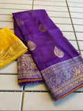 Beautiful Munga Silk Saree With Pipping Border