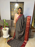 Beautiful Soft Black Red Combo Saree With Blouse