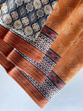 Beautiful Kantha Work Linen Saree With Blouse