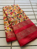 Beautiful Kalamkari Saree With Printed Zari With Blouse