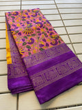 Beautiful Kalamkari Saree With Printed Zari With Blouse