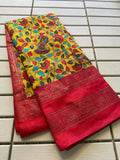 Beautiful Kalamkari Saree With Printed Zari With Blouse