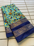 Beautiful Kalamkari Saree With Printed Zari With Blouse