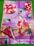 Beautiful Pure Hand Painted Tussar Silk Saree