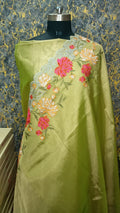 Crush Tissue Embroidery Saree With Blouse