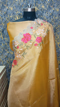 Crush Tissue Embroidery Saree With Blouse