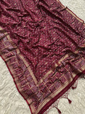 Beautiful Munga Silk Bandhej Silk Saree With Blouse