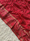 Beautiful Munga Silk Bandhej Silk Saree With Blouse