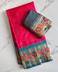 Beautiful Bandhini Paithani Silk Saree With Blouse