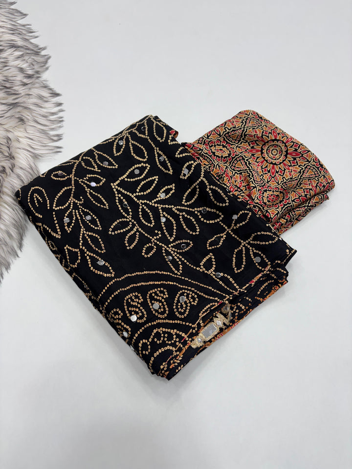 Ajrakh Mirror Work Saree !! On Sale!!!