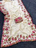 Beautiful Pichwai Appliqué Work Saree With Blouse