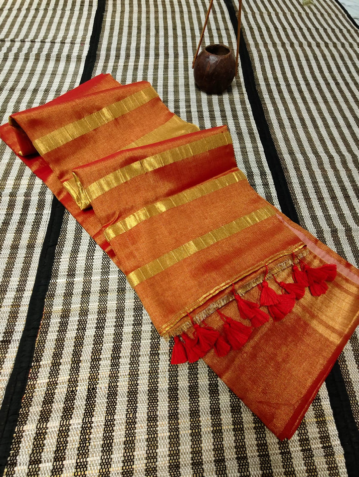 Beautiful Tissue Linen Saree With Blouse