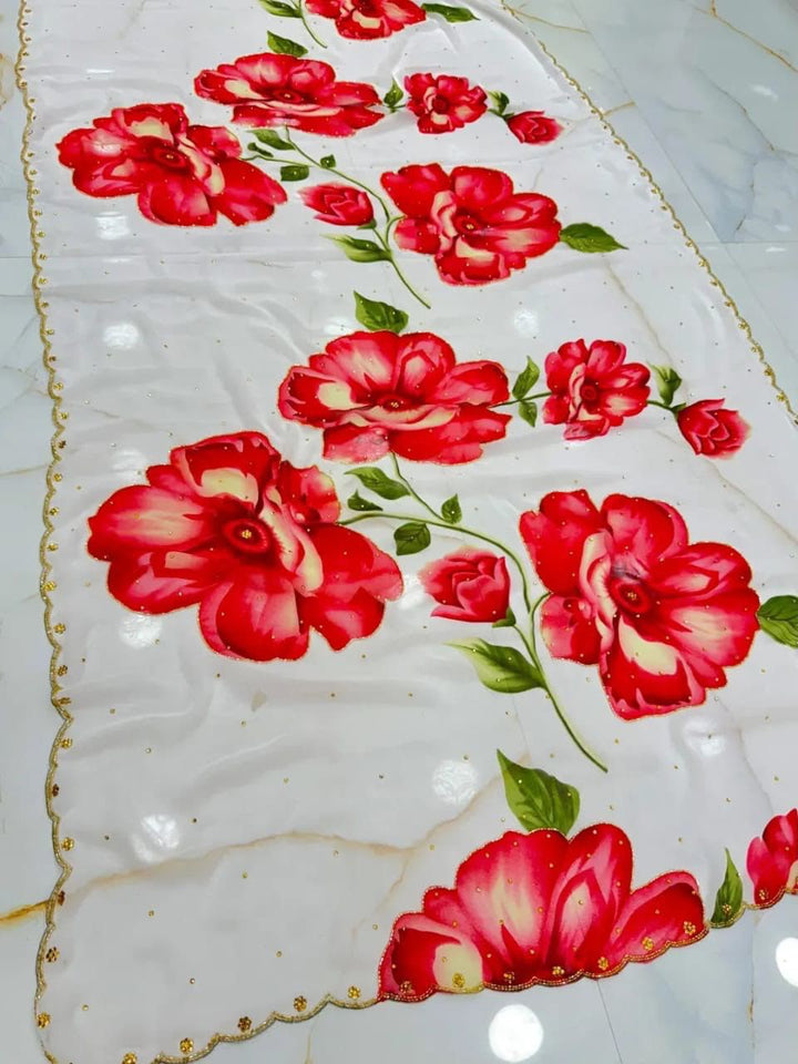 Beautiful Georgette Embroidery Saree With Blouse