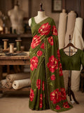 Beautiful Georgette Embroidery Saree With Blouse
