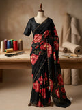 Beautiful Georgette Embroidery Saree With Blouse