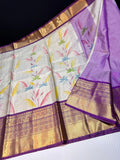 Hand Brushed Banaras Silk Saree With Brocade Blouse