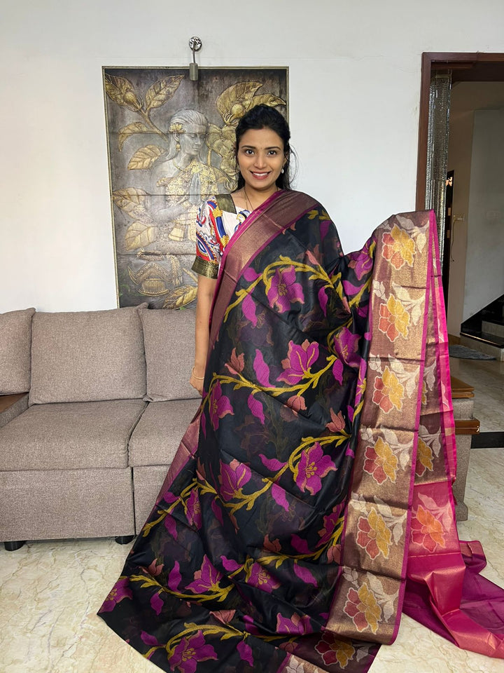 Black Banarase Silk Saree with Blouse