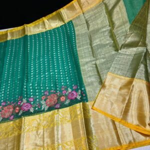 Beautiful Banarase Saree With Cutwork Embroidered All Over